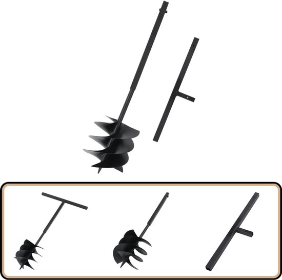 vidaXL Grondboor - Staal - 250mm - Zwart - Handgreep Grondboor - Tuingereedschap - Tuinwerktuigen - Tuinaccessoires - Planten van VidaXL