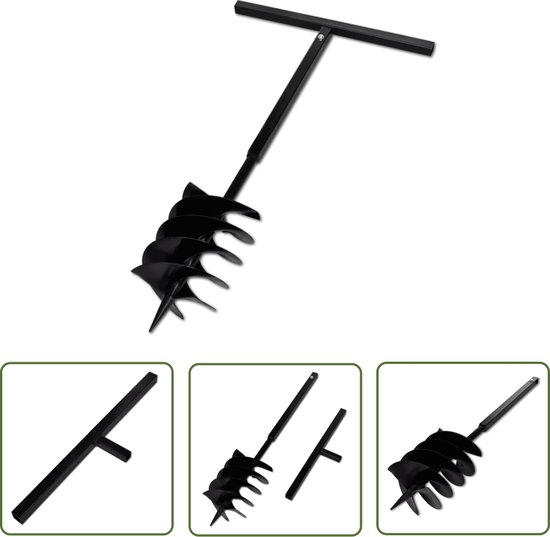 vidaXL Grondboor - Tuinonderhoud - Grondboor met handvat en schroefkop 200 mm (zwart) - Tuingereedschap - Grondgraver - Betonstaaf van Merkloos	