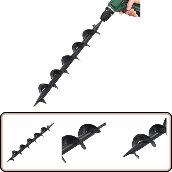 vidaXL Grondboorbit - Staal - 75 x 600 mm - Zwart Grondonderzoek - Grondboor - Tuingereedschap - Grondboorbit - Betonboor van Merkloos	