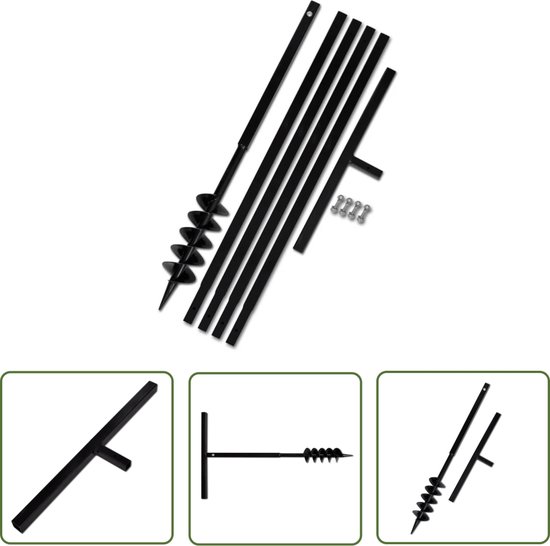 vidaXL Grondborer - Grondboor - Grondboor 100 mm met 5 m verlengstuk Staal - Tuingereedschap - Tuinwerktuigen - Betonboor van Merkloos	