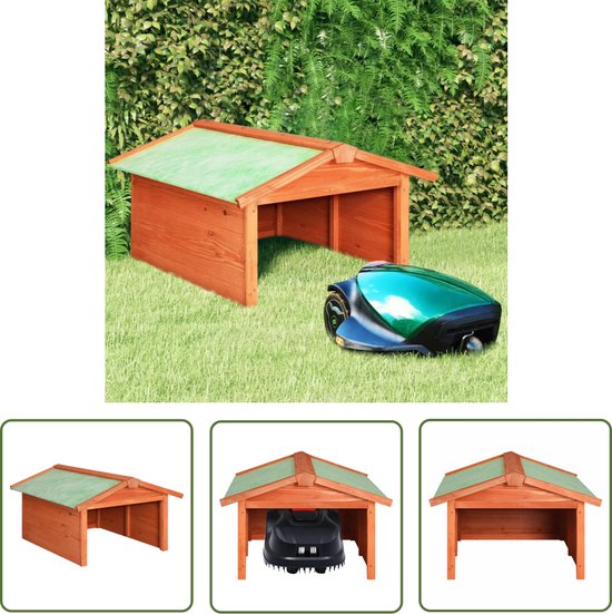 vidaXL Hout Garage - Robotgrasmaaier Overkapping - Overkapping voor robotgrasmaaier 72x87x50 cm massief vurenhout - Robot Maaier Bescherming - Buitendecoratie - Tuinaccessoire van Merkloos	