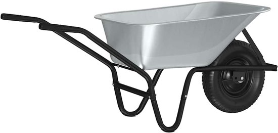 vidaXL - Kruiwagen - Zilver - en - Zwart - 80 - L - 120 - kg - Gegalvaniseerd - staal