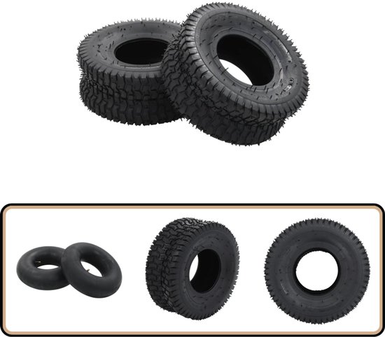 vidaXL Kruiwagenbanden Set 15x6.00-6 - 4 Stuks - Zwart Lekbestendige Banden - Kruiwagenbanden - Tuin Gereedschap - Tuingereedschap - Vervoerlasten van Vidaxl