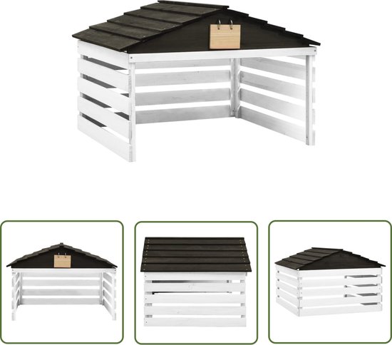 vidaXL Overkapping Grasmaaier - Tuinhuisje - Overkapping voor grasmaaier 78x74x54 cm vurenhout zwart en wit - Grasmaaiergarage - Hout Overkapping - Zwarte Overkapping van Merkloos	