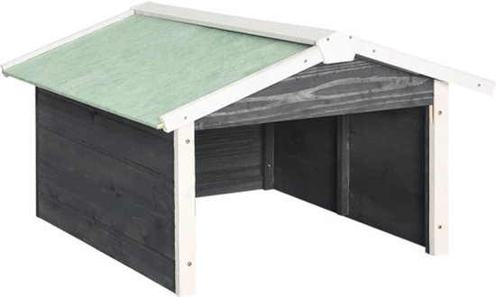 vidaXL - Overkapping - voor - grasmaaier - 72x87x50 - cm - vurenhout - grijs - en - wit van VidaXL
