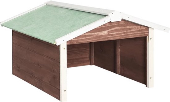 vidaXL - Overkapping - voor - grasmaaier - 72x87x50 - cm - vurenhout - mokka - en - wit van vidaXL