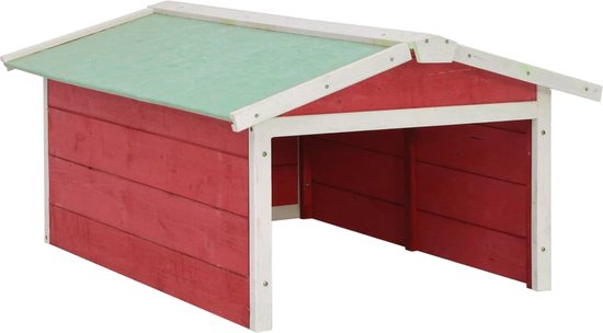vidaXL - Overkapping - voor - grasmaaier - 72x87x50 - cm - vurenhout - rood - en - wit