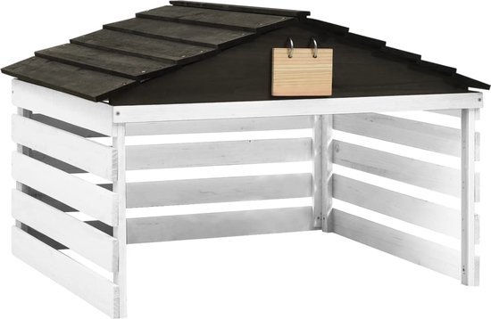 vidaXL - Overkapping - voor - grasmaaier - 78x74x54 - cm - vurenhout - zwart - en - wit van VidaXL