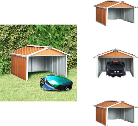 vidaXL - Overkapping - voor - robotmaaier - 92x97x63 - cm - staal - bruin van Merkloos	