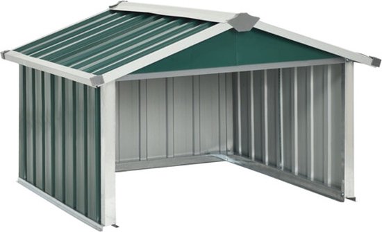 vidaXL - Overkapping - voor - robotmaaier - 92x97x63 - cm - staal - groen van VidaXL