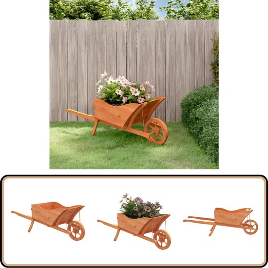vidaXL Plantenbak Kruiwagen - Massief Vurenhout Kruiwagen - Plantenbak - Tuinkruk - Hout - Vurenhout van Merkloos	