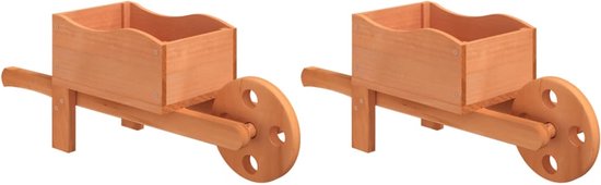 vidaXL - Plantenbakken - kruiwagen - 2 - st - 47x15x19 - cm - massief - vurenhout