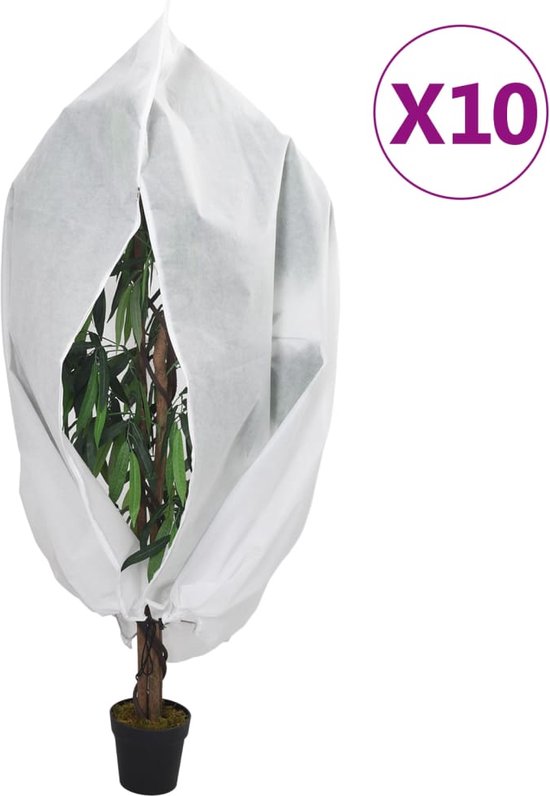 vidaXL - Plantenhoezen - met - ritssluiting - 10 - st - 70 - g/m² - 1x1,55 - m van vidaXL