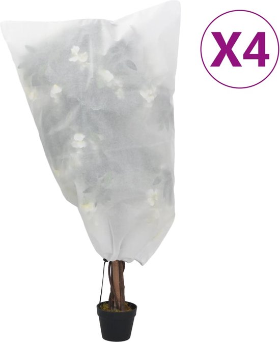 vidaXL - Plantenhoezen - met - trekkoord - 4 - st - 70 - g/m² - 0,8x1 - m van vidaXL