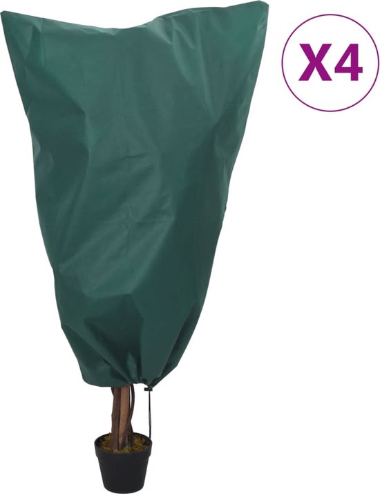 vidaXL - Plantenhoezen - met - trekkoord - 4 - st - 70 - g/m² - 0,8x1,2 - m van vidaXL