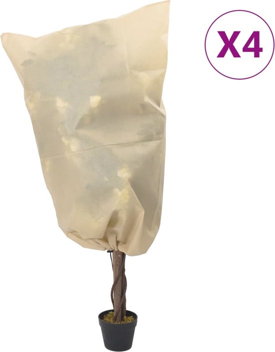 vidaXL - Plantenhoezen - met - trekkoord - 4 - st - 70 - g/mÂ² - 0,8x1,2 - m van vidaXL