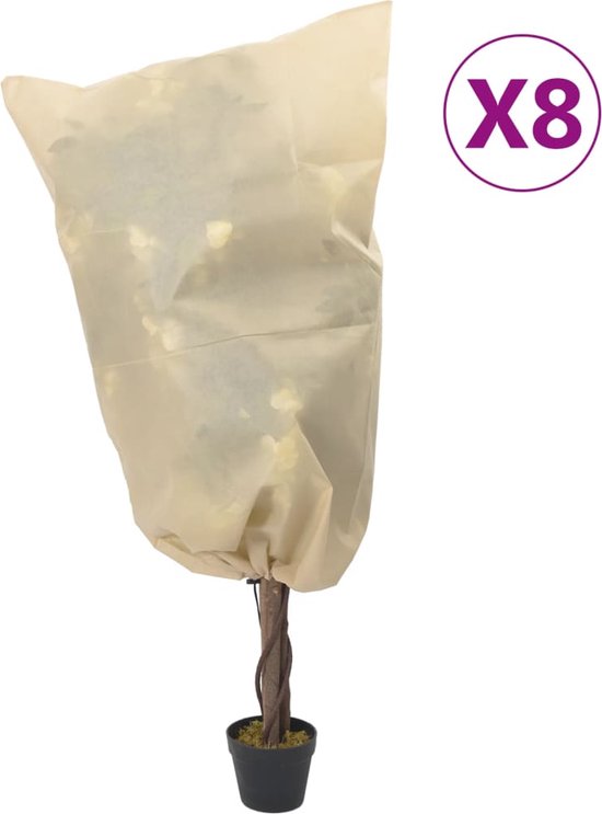 vidaXL - Plantenhoezen - met - trekkoord - 8 - st - 70 - g/m² - 0,8x0,8 - m van vidaXL