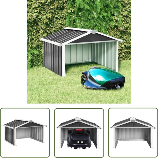 vidaXL Robotgrasmaaier Garage - Robotmaaier Overkapping - Overkapping voor robotmaaier 92x97x63 cm staal antracietkleurig - Robotmaaier Schuur - Robotmaaier Bescherming - Buitenschilderij van Merkloos	