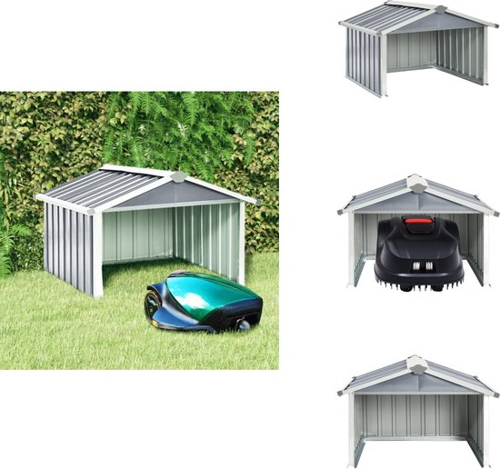 vidaXL Robotmaaier Overkapping - Robotmaaier Overkappingen - Robotmaaier Beschermhuis - Robotmaaier Beschermhuizen - Overkapping voor robotmaaier 92x97x63 cm staal grijs van Merkloos	