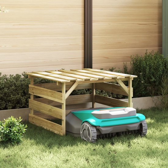 vidaXL - Robotmaaiergarage - Bruin - 84 - x - 80 - x - 56 - cm - Impregneerd - grenenhout van Merkloos	