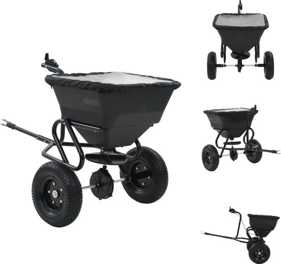 vidaXL Sleep Strooiwagen - Corrosiebestendig en duurzaam - PVC trechter - Voor zout - zaden en meststof - Voor gelijkmatige grasgroei - Aanpasbare strooisnelheid - Eenvoudig te monteren - Strooikar van Merkloos	