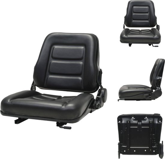 vidaXL tractorstoel - PVC bekleding - verstelbare rugleuning - 48x48x50 cm - zwart - Gazongereedschapaccessoire van vidaXL