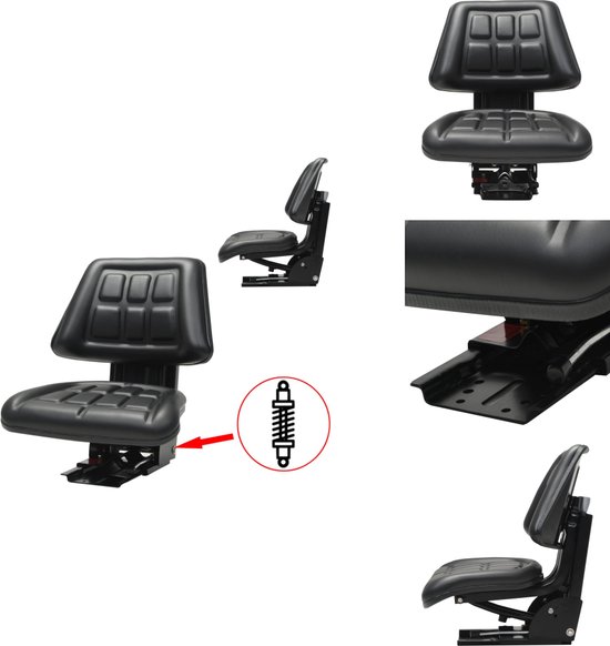 vidaXL Tractorstoel - Tractorstoelen - Tractor Stoel - Tractor Stoelen - Tractorstoel met ophanging zwart van VidaXL