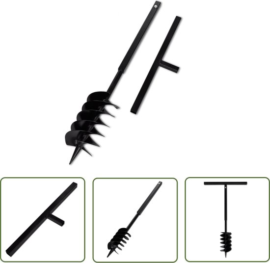 vidaXL Tuingereedschap - Grondboor - Grondboor met handvat en schroefkop 150 mm (zwart) - Grondgraver - Boorgerei - Bouwgereedschap van Merkloos	