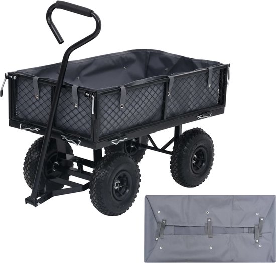 vidaXL - Tuinwagenvoering - 81x41x21 - cm - stof - donkergrijs van VidaXL