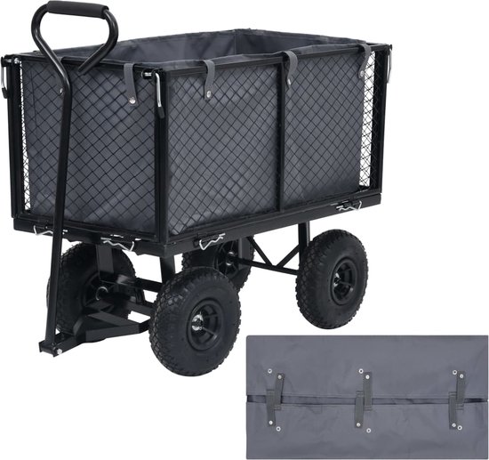 vidaXL - Tuinwagenvoering - 81x41x40 - cm - stof - donkergrijs van VidaXL