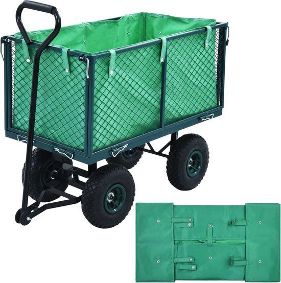 vidaXL - Tuinwagenvoering - stof - groen van vidaXL