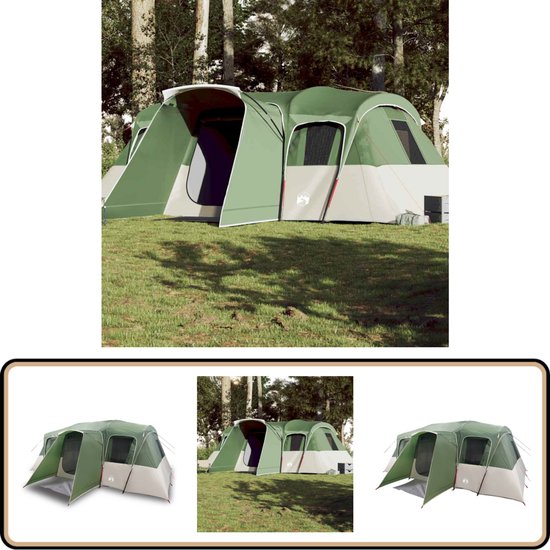 vidaXL Tunneltent - 16-Persoons - Waterdicht - Groen Familietent - Campingtent - Tunneltent - Groene Tent - Waterdichte Tent van Vidaxl