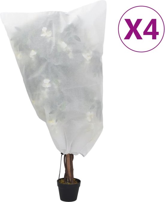 vidaXL - Vlieshoezen - voor - planten - met - trekkoord - 4 - st - 70 - g/mÂ² - 0,8x0,8 - m van vidaXL