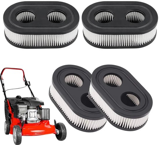 Vier luchtfilters Geschikt voor grasmaaiers, vervangingsonderdelen Geschikt voor Briggs & Stratton 798452 en 593260.