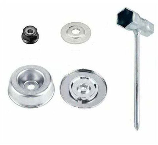 Vierdelige sets onderdelen en accessoires geschikt voor STIHL bosmaaiers modellen FS55, FS56, FS120, FS130, FS130R, FS200, FS200R en FS250. Hoogwaardige geschikt vooralen mesbevestiging geschikt voor STIHL bosmaaiers. Vervangingssets.