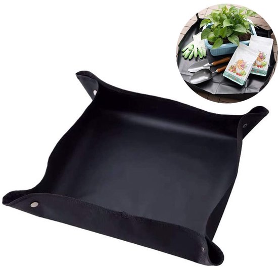 Vierkante plantmat, gemaakt van waterdicht Oxford-doek. Geschikt voor tuinieren, verplanten en planten. Opvouwbaar en te gebruiken als werkmat, balkonmat en verpotmat voor in de tuin. van Merkloos	