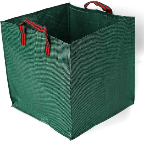 Vierkante Tuinafvalzak - 270 Liter (65 x 65 x 65 cm) - Stevige PP Geweven Bladerenzak met Handvatten - Herbruikbare Tuinzak voor Bladeren, Takken & Gras - Groen