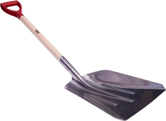 Vierkante tuinschep - Aluminium lemmet - Houten handvat - Aarde graven en verwijderen - Tuingereedschap - Zilveren afwerking - 110 cm. van Merkloos	