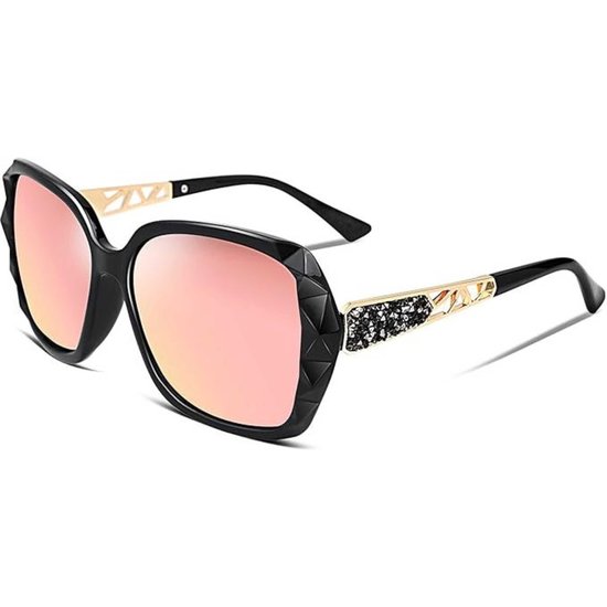 Vierkante Zonnebrillen voor Vrouwen met Polariserende Lenzen en Schitterende Samengestelde Glanzende Monturen - Stijlvolle Eyewear voor een Tijdloze Look met Verbeterde Zichtbaarheid en een Sprankelende Afwerking van VIER