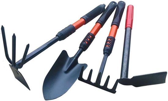 Vijf-Tand Hark - Bloem Schop - Tuinieren Bloem Schoffel - Dual-Purpose Tuingereedschap - Rood Handvat van Merkloos	