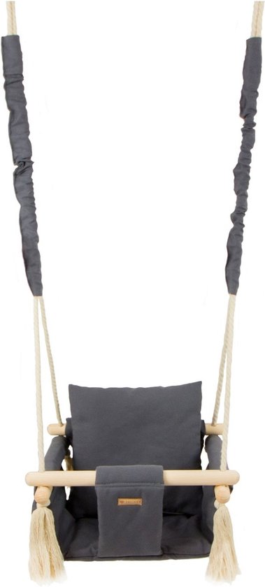 Viking Choice Baby Swing - Stijlvolle Babyschommel in Grijs - Max. 20 kg - 100% Katoen en Hout van VIKING