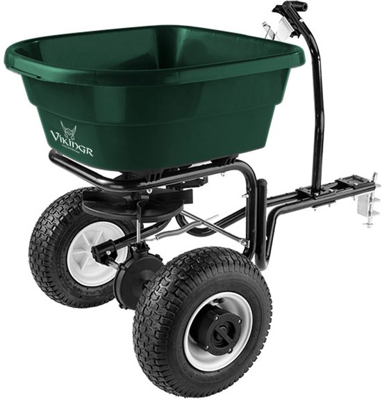Vikingr 40 - met trekhaakaansluiting - 40 liter - Krachtige strooiwagen voor professioneel gebruik - Geschikt voor graszaad, kunstmest en zout - Verstelbaar strooivolume - Inclusief luchtbanden van Merkloos	