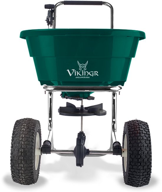 Vikingr 40 RVS strooiwagen - 40 liter - Geschikt voor graszaad, kunstmest en zout – Verstelbaar strooivolume - strooibreedte circa 600 cm - Inclusief luchtbanden van Vikingr