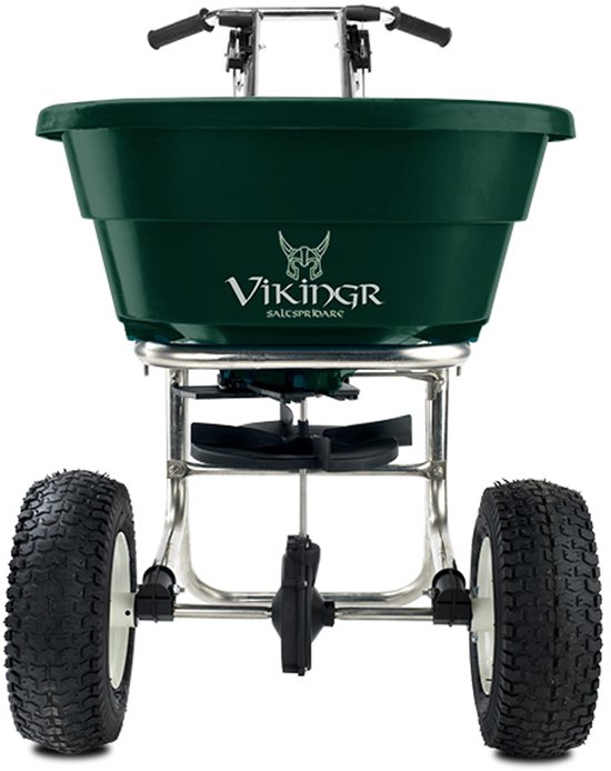 Vikingr Valfather strooiwagen - Roestvrijstaal (RVS) - 40 liter - Geschikt voor graszaad, kunstmest en zout – strooibreedte 600 cm - Inclusief luchtbanden van Vikingr