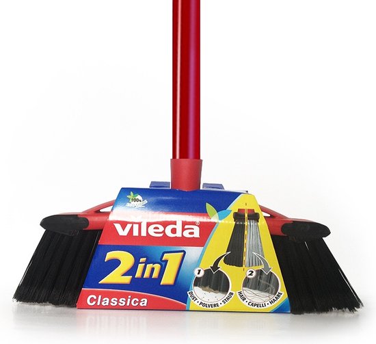 Vileda Master - 2 in 1 - Bezemborstel met steel - wee soorten borstelharen = dubbele reinigingskracht ingesteld met palen van Vileda