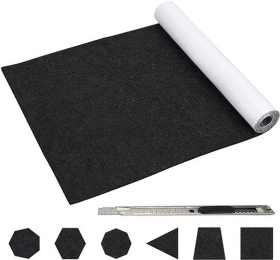 Viltglijder zelfklevend 40 x 200 cm - 2 mm dik - Zwart - Voor bank, tafel en stoelpootbeschermers - Meubelglijders - Geluidsisolatie en vloerbeschermer van Merkloos	