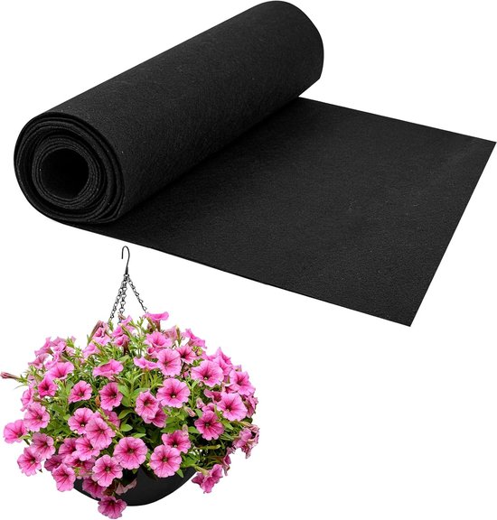 Viltrol - voor bloempotten -12x 80in - Zwart - Gemakkelijk te knippen - Voor tuin, bloempotten, vensterbanken en dierenbedden van Merkloos	