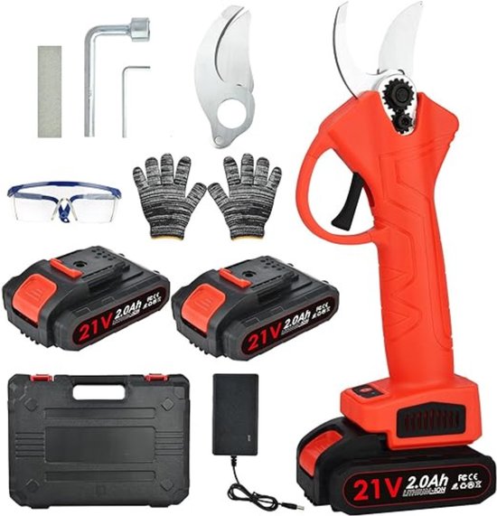 VIN® Elektrische Snoeischaar – Takkenschaar Met Accu – Bloemenschaar – Heggenschaar Complete Set Inclusief Opbergdoos, Moersleutel, Handschoenen Etc van Merkloos	