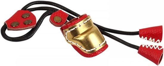 Vingerbescherming voor boogschieten - messing en leer - verstelbare duimringen voor traditioneel boogschieten - accessoires voor boogschutters van Merkloos	