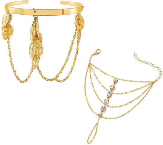 vingerring stapelset voor armband en armband goud strass slave kettingarmband vintage gelaagd kwastje armband personaliseren handketting, geschenken waarzegster kostuum